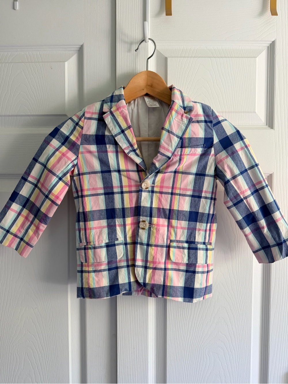Gymboree Blazer Toddler 4T Pastel Plaid Cotton Stretch Jacket